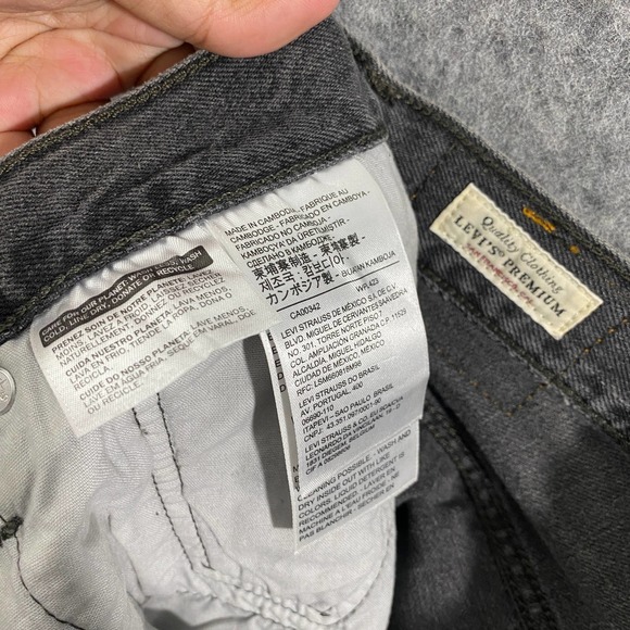 Levis 501 Denim Shorts 27 Charcoal Gray High Rise Jean Cutoff Eat Your Words - Picture 13 of 16